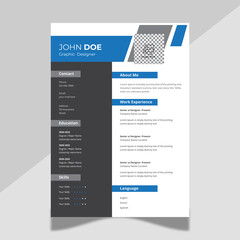 Wall Mural - Professioanl Cv Resume Template , Print Ready and Fully editable Template 