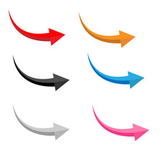Wall Mural - set of glossy arrows on white background. flat style. arrow sign. abstract bright arrows symbol.