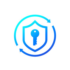 Poster - Cybersecurity, access and data protection icon with shield and key