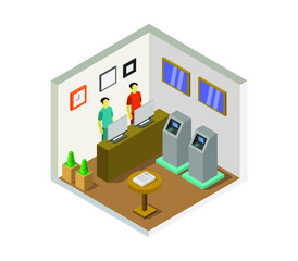 Canvas Print - Isometric bank room