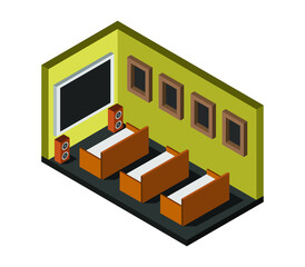 Wall Mural - Isometric cinema room