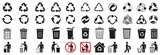 Fototapeta  - trash can icon and Recycle icons set, Trash bin,  Vector illustration
