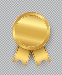 Wall Mural - golden stamp with ribbons isolated on transparent background. luxury seal. vector design element.