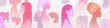 © Gluiki - Group of diverse young people, female equality, different culture. Calm or smiling women, colorful sketch vector illustration, abstract concept.