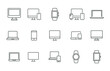 © Fourdoty - Modern device line icon set. Simple outline style for web sites and mobile app. Computer, laptop, pc, phone, mobile concept. Vector illustration isolated on a white background. EPS 10
