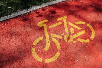 bicycle symbol on the bike path