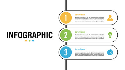 Wall Mural - Infographic design business concept vector illustration with 3 steps or options or processes represent work flow or diagram or web button banner