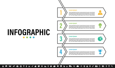 Wall Mural - Infographic design business concept vector illustration with 4 steps or options or processes represent work flow or diagram or web button banner