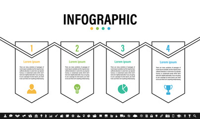 Wall Mural - Infographic design business concept vector illustration with 4 steps or options or processes represent work flow or diagram or web button banner