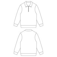 Template Half Zip Pullover Sweatshirt Vector Illustration Flat Sketch Design Outline