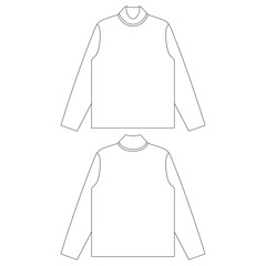 Wall Mural - Template turtleneck long sleeve t-shirt vector illustration flat sketch design outline