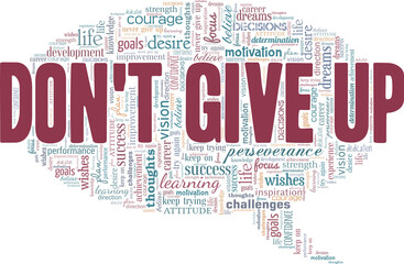 Wall Mural - Don't give up vector illustration word cloud isolated on a white background.