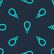 © Kostiantyn - Green line Christian cross on chain icon isolated seamless pattern on blue background. Church cross. Vector