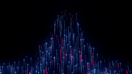 Multicolored red and blue futuristic concept of digital energy data uploading and optical fiber lines background