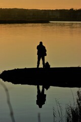 Wall Mural - silhouette of a child fishing