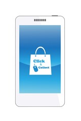 Poster - Click & collect, achat en ligne à emporter dans un téléphone mobile