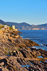 Poster - panorama of the coast of genoa nervi italy