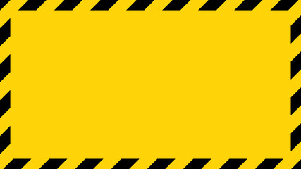 Black and yellow diagonal line striped. Blank vector illustration warning background. Hazard caution sign tape. Space for text