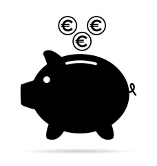 Piggy bank flat icon, sign vector with euro web symbol. Money income, economic graphic button