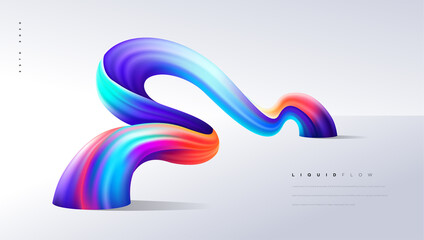 Wall Mural - Colorful liquid wave background, Dynamic 3d color flow vector element for website, brochure, poster. Colorful wavy vector illustration, Modern background design.
