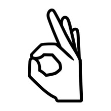 Okay, OK Or Ring Hand Gesture Sign Line Art Vector Icon For Apps And Website
