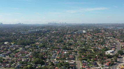 Sticker - Green leafy streets and City of Ryde suburbs on Sydney West – aerial 4k.
