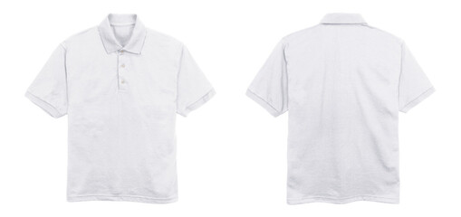 Wall Mural - blank jersey polo shirt three-button placket color white front and back view on white background