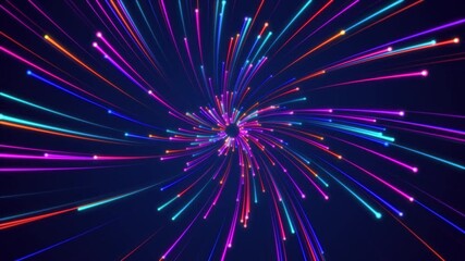 Wall Mural - futuristic fast moving colorful particle light ray, digital dynamic hyperspace technology motion bac