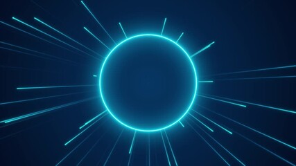 Wall Mural - futuristic fast moving blue particle light ray, digital dynamic hyperspace technology motion backgro