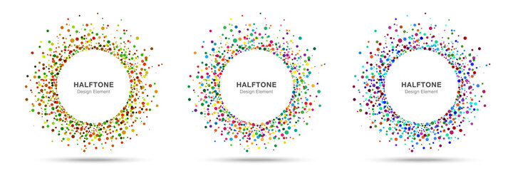 Wall Mural - splash frame. random halftone circle dots logo. colorful design element. splatter round. spray paint