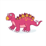 Fototapeta Dinusie - Funny stegosaurus character in cartoon style. Cute dinosaur flat kid graphic. Isolated vector illustration.