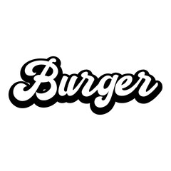 Sticker - Logotipo con texto manuscrito Burger escrito a mano con sombra en color negro