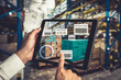 © InfiniteFlow - Smart warehouse management system using augmented reality technology to identify package picking and delivery . Future concept of supply chain and logistic business .
