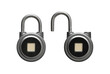Biometric Fingerprint Padlock in two conditions - locked and unlocked in clipart
