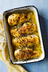 Canvas Print - golden roast baked chicken breast