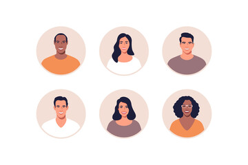 avatar profile picture icon set including male and female. vector illustration.
