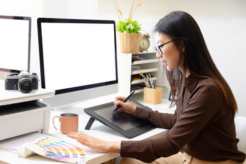 close-up view of young ui development team working together in office.