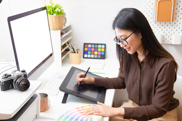 Close-up view of young ui development team working together in office.