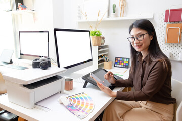 close-up view of young ui development team working together in office.