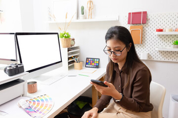 Close-up view of young ui development team working together in office.