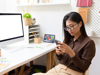Close-up view of young ui development team working together in office.