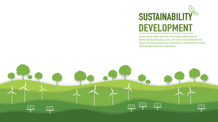 Eco friendly and sustainability development concept with layer of paper cut design, World environment and Ecology