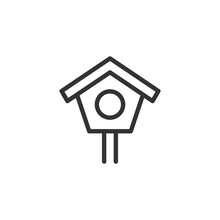 Minimal Bird House Line Icon.
