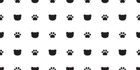 Wall Mural - bear seamless pattern polar paw footprint vector head repeat wallpaper teddy scarf isolated cloud ca