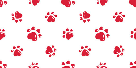 dog paw seamless pattern heart footprint valentine cat bear vector french bulldog cartoon scarf repeat wallpaper tile background doodle illustration red design