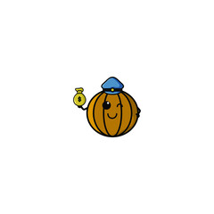 Cute Pumpkin Cartoon Character Vector Illustration Design. Outline, Cute, Funny Style. Recomended For Children Book, Cover Book, And Other.