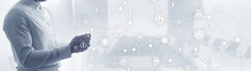 Wall Mural - people connection technologies for business. mixed media