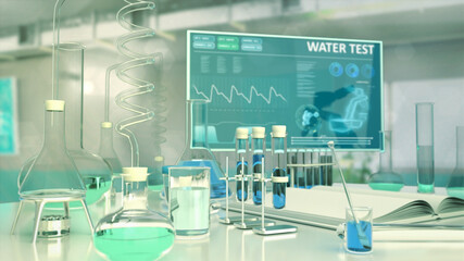 Wall Mural - laboratory potable water gene test, cg healthcare 3d illustration