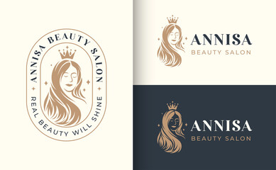 Wall Mural - woman hair salon logo design