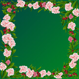 azalia pink frame on green